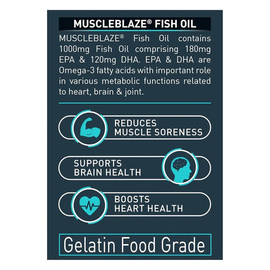 Muscle Blaze Omega 3 Fish Oil 180 capsules | EPA & DHA Wellness Support