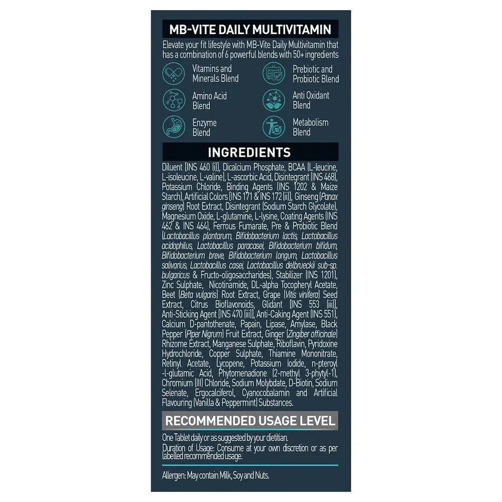 Muscle Blaze MB-VITE Daily Multivitamin | Energy, Immunity & Recovery Support