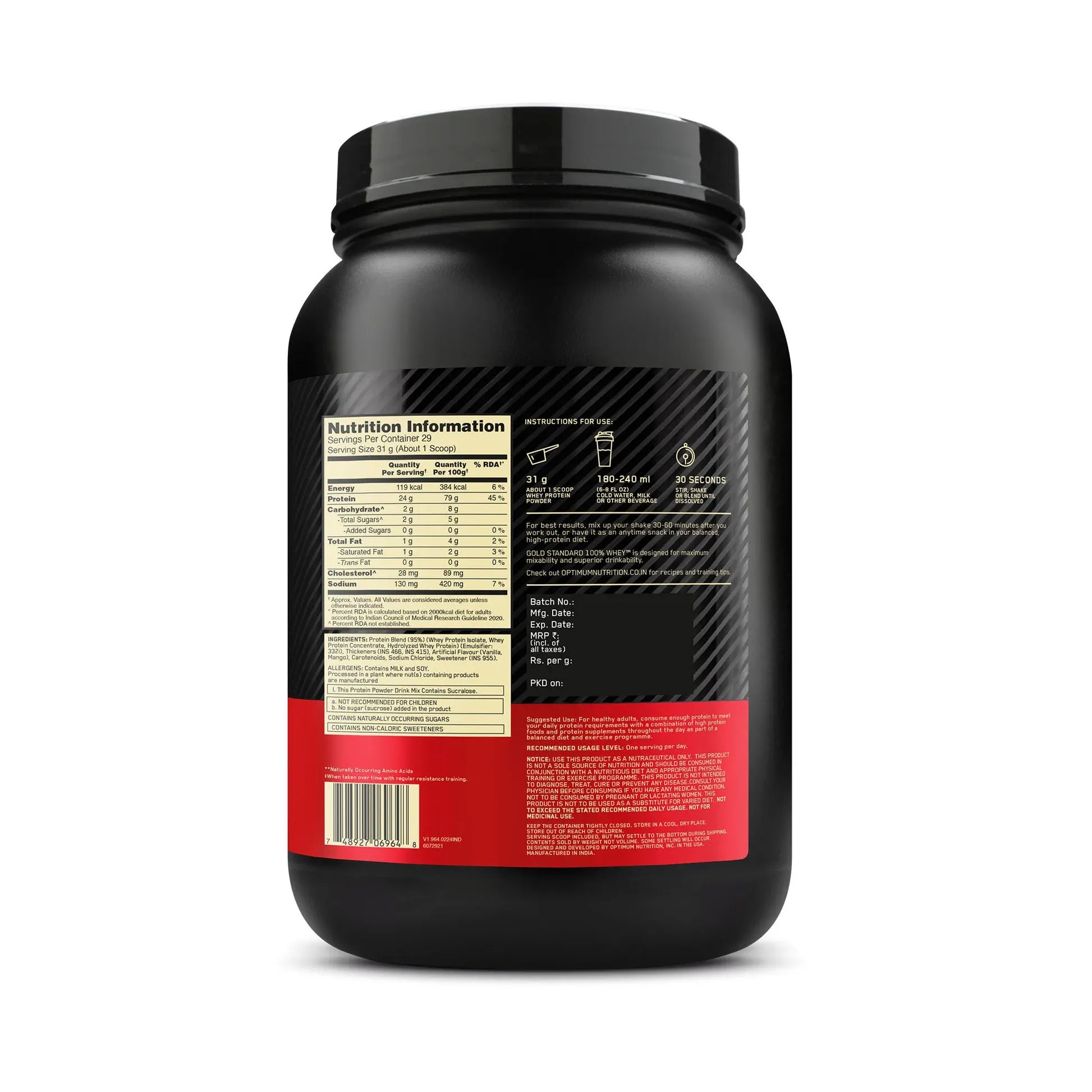 Optimum Nutrition Gold Standard 100% Whey Protein Powder - Alphonso Mango