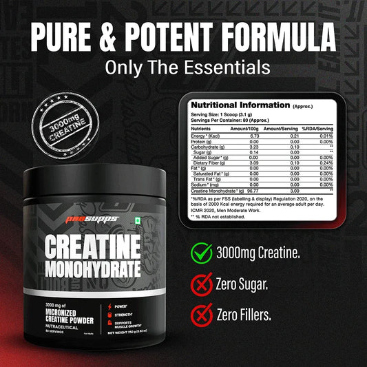 ProSupps Creatine Monohydrate – Pure Creatine Supplement for Muscle & Strength