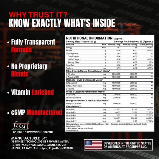 ProSupps Hyde Max Pump – Pre Workout Pump & Performance Supplement