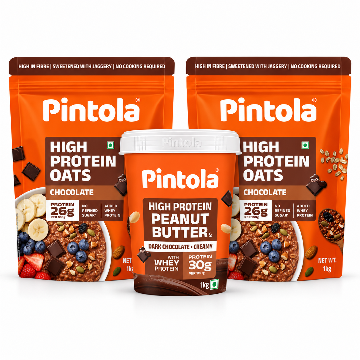 Pintola 26g High Protein Oats 1Kg – Buy 2 Get 1 FREE Peanut Butter Combo