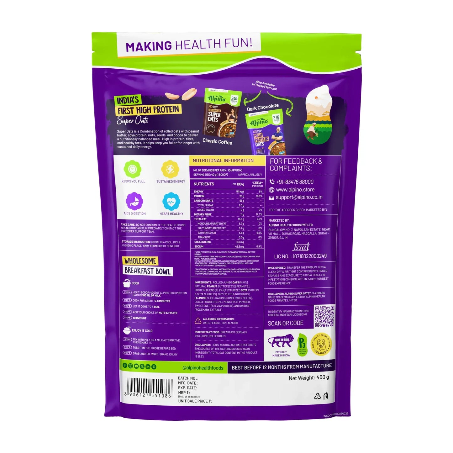 Alpino High Protein Super Oats Chocolate